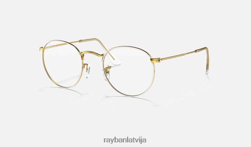 apaļa metāla optika pulēta balta F0L86X2535 sievietes Ray-Ban brilles
