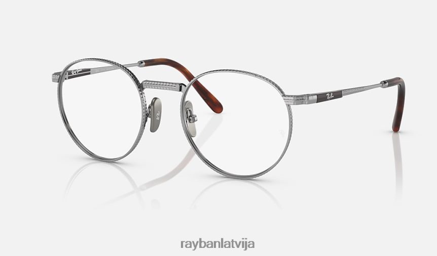 apaļa ii titāna optika pulēts sudrabs F0L86X2163 vīriešiem Ray-Ban brilles