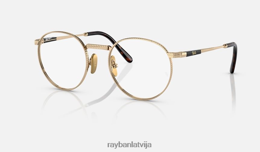 apaļa ii titāna optika pulēts zelts F0L86X2161 vīriešiem Ray-Ban brilles