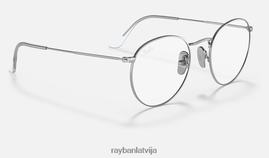 apaļa titāna optika pulēts sudrabs F0L86X2442 vīriešiem Ray-Ban brilles