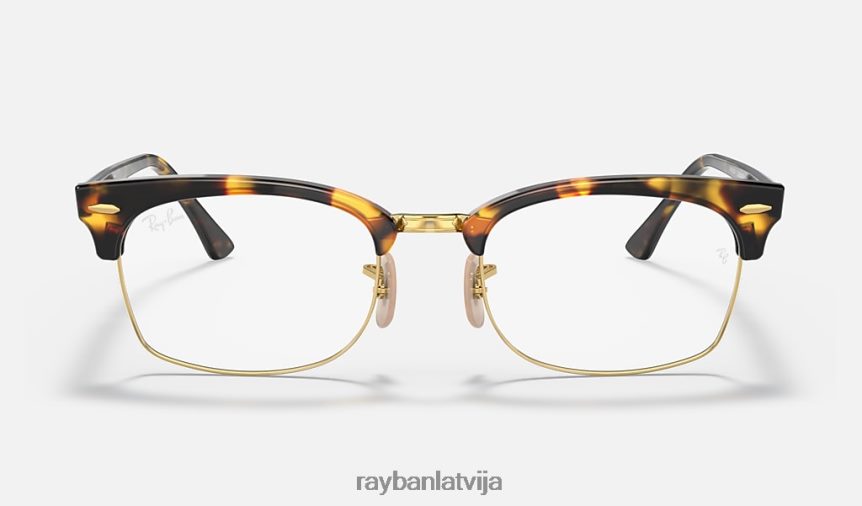 clubmaster kvadrātveida optika pulēta dzeltena havana F0L86X1895 vīriešiem Ray-Ban brilles