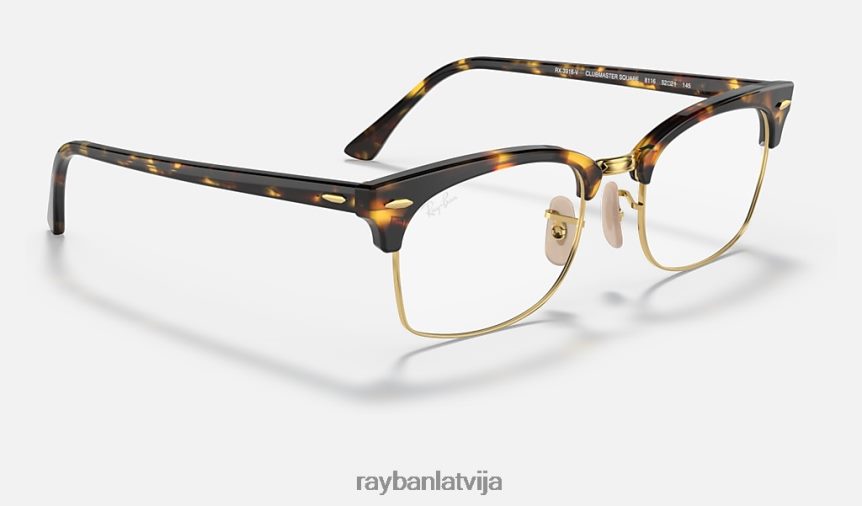 clubmaster kvadrātveida optika pulēta dzeltena havana F0L86X1895 vīriešiem Ray-Ban brilles