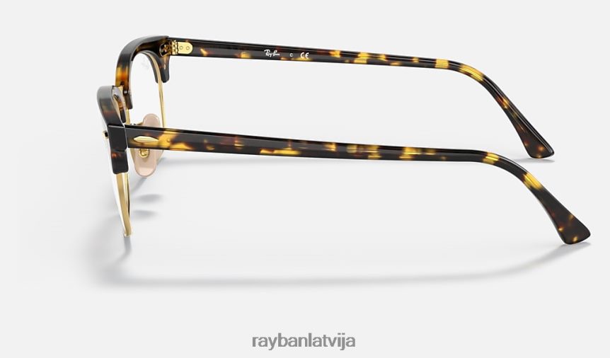 clubmaster kvadrātveida optika pulēta dzeltena havana F0L86X1895 vīriešiem Ray-Ban brilles