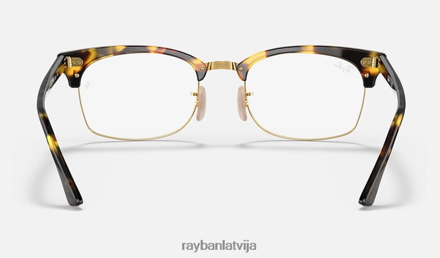 clubmaster kvadrātveida optika pulēta dzeltena havana F0L86X1895 vīriešiem Ray-Ban brilles