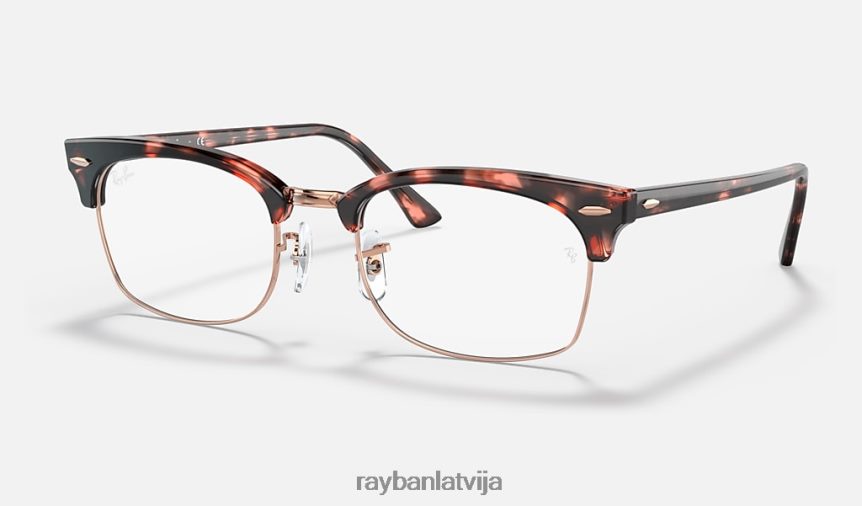 clubmaster kvadrātveida optika pulēta rozā havana F0L86X1896 vīriešiem Ray-Ban brilles