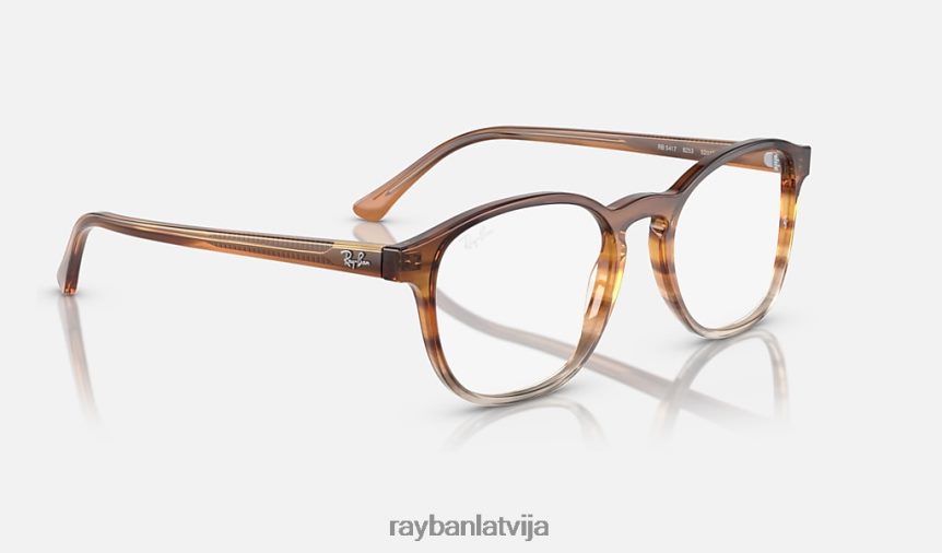 rb5417 optika pulēta svītraina brūna/dzeltena F0L86X1625 vīriešiem Ray-Ban brilles