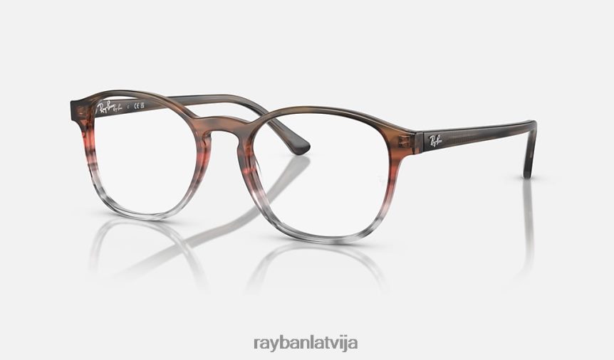 rb5417 optika pulēta svītraina brūna/sarkana F0L86X1624 vīriešiem Ray-Ban brilles