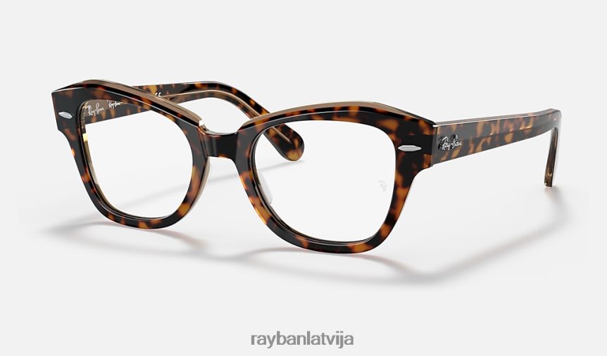 valsts ielu optika pulēta havana uz caurspīdīga brūna F0L86X2128 vīriešiem Ray-Ban brilles