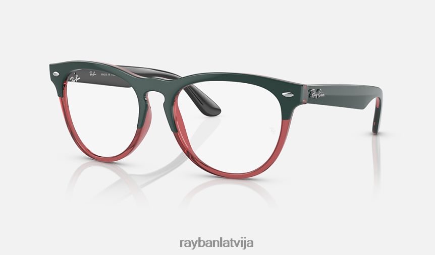 varavīksnenes optika pulēta tumši zaļa uz caurspīdīga gaiši sarkana F0L86X1765 vīriešiem Ray-Ban brilles