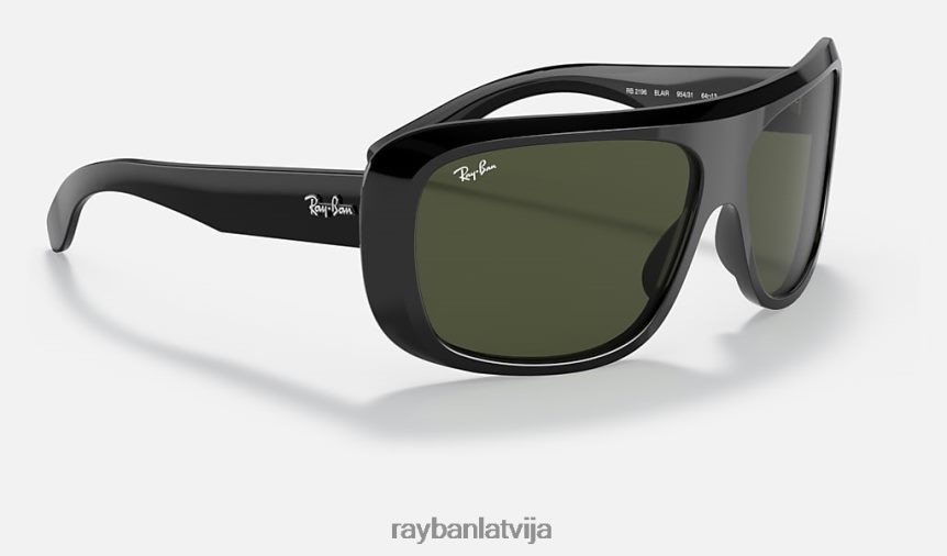 Blērs pulēta melna/zaļa F0L86X503 vīriešiem Ray-Ban saulesbrilles