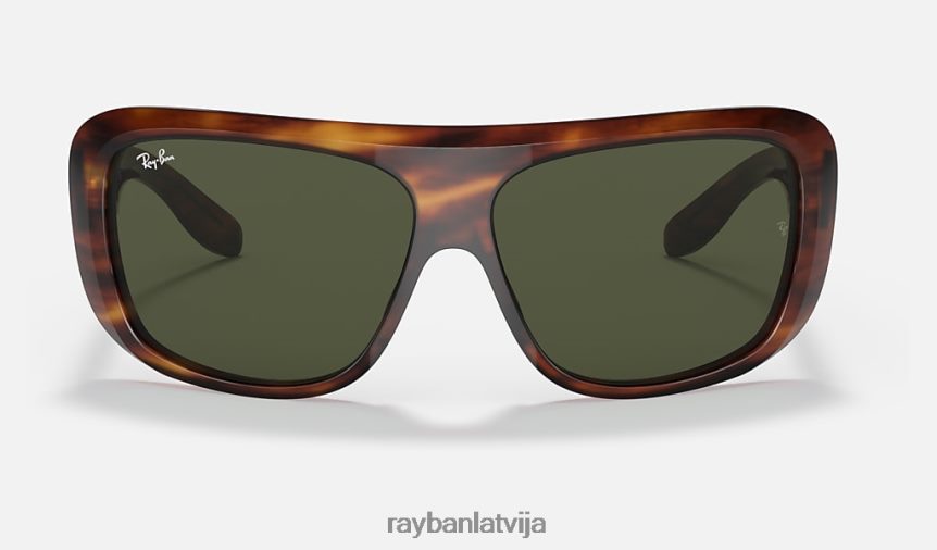 Blērs pulēta svītraina havana/zaļa F0L86X505 vīriešiem Ray-Ban saulesbrilles