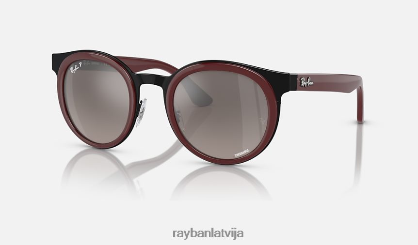 Bonija pulēta sarkana uz melna/sudraba F0L86X364 vīriešiem Ray-Ban saulesbrilles