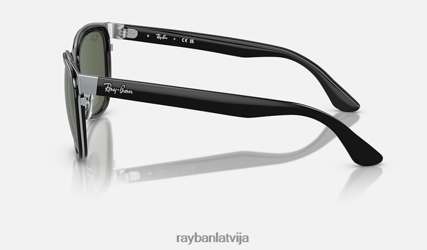 Clyde pulēta melna uz sudraba/tumši zaļa F0L86X297 vīriešiem Ray-Ban saulesbrilles