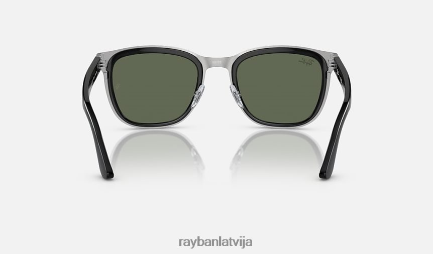 Clyde pulēta melna uz sudraba/tumši zaļa F0L86X297 vīriešiem Ray-Ban saulesbrilles
