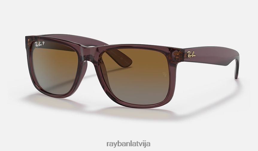 Džastina klasika pulēta caurspīdīga tumši brūna/brūna F0L86X41 vīriešiem Ray-Ban saulesbrilles