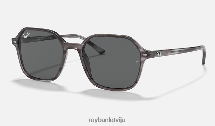 Džons pulēta svītraina pelēka/tumši pelēka F0L86X889 vīriešiem Ray-Ban saulesbrilles