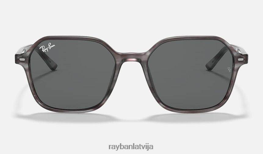 Džons pulēta svītraina pelēka/tumši pelēka F0L86X889 vīriešiem Ray-Ban saulesbrilles