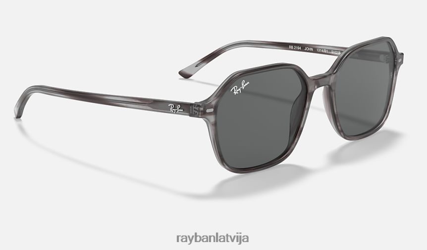 Džons pulēta svītraina pelēka/tumši pelēka F0L86X889 vīriešiem Ray-Ban saulesbrilles