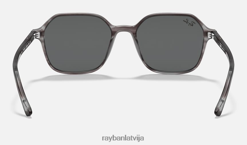 Džons pulēta svītraina pelēka/tumši pelēka F0L86X889 vīriešiem Ray-Ban saulesbrilles