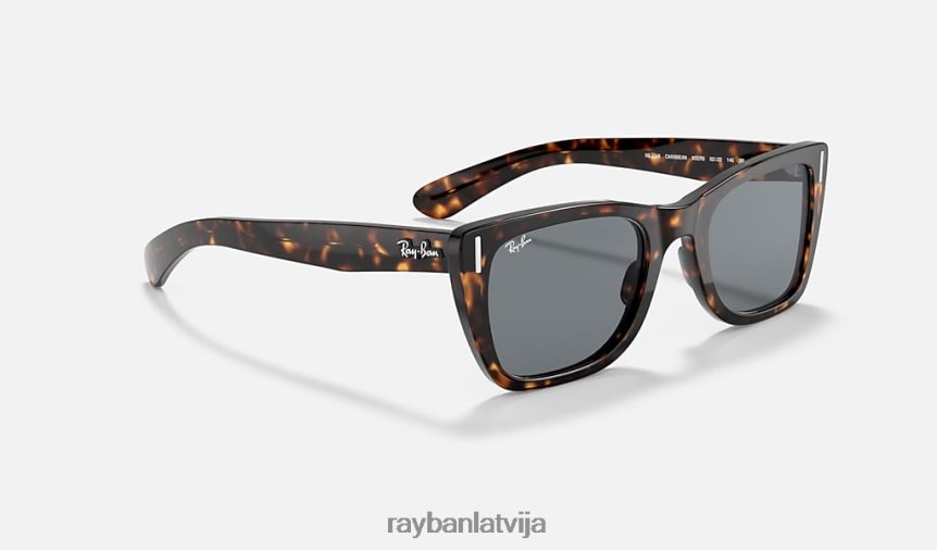 Karību jūras reģionā pulēta spīdīga havana/tumši zila F0L86X414 vīriešiem Ray-Ban saulesbrilles