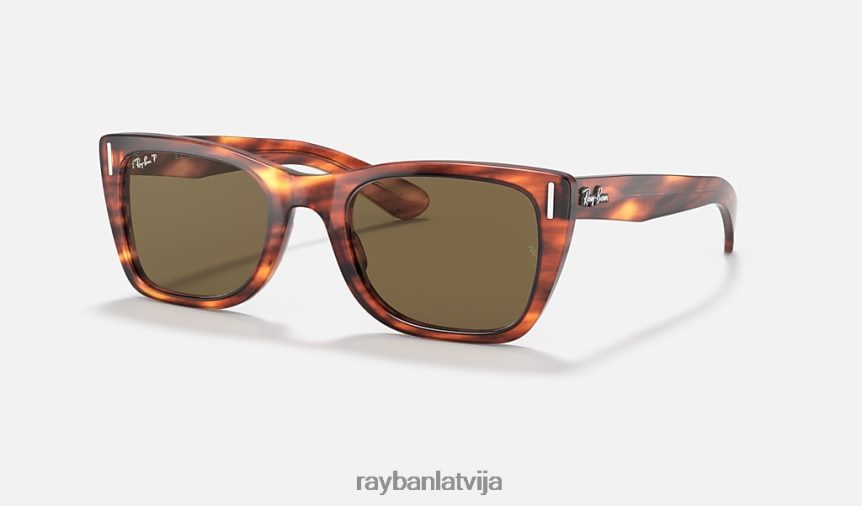 Karību jūras reģionā pulēta svītraina havana/brūna F0L86X412 vīriešiem Ray-Ban saulesbrilles