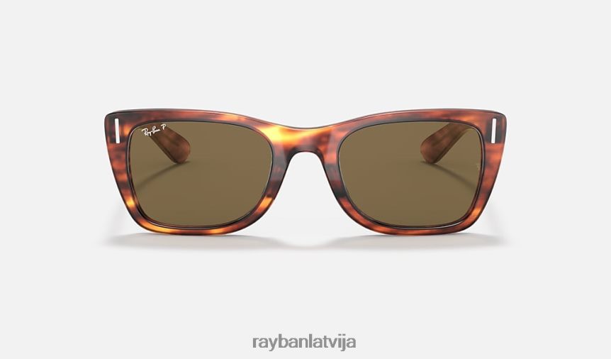 Karību jūras reģionā pulēta svītraina havana/brūna F0L86X412 vīriešiem Ray-Ban saulesbrilles