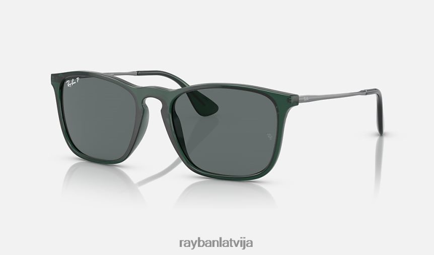 Kriss pulēta caurspīdīga zaļa/pelēka F0L86X233 vīriešiem Ray-Ban saulesbrilles