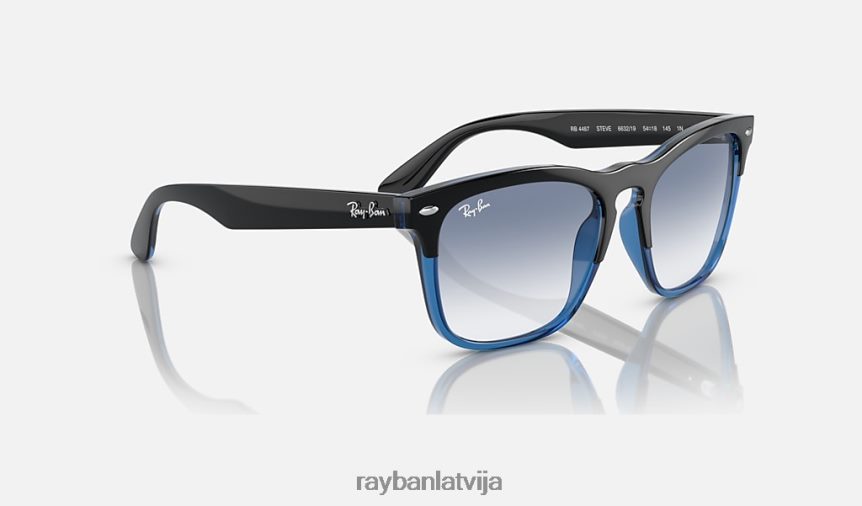 Stīvs pulēta melna uz zila/zila F0L86X338 vīriešiem Ray-Ban saulesbrilles