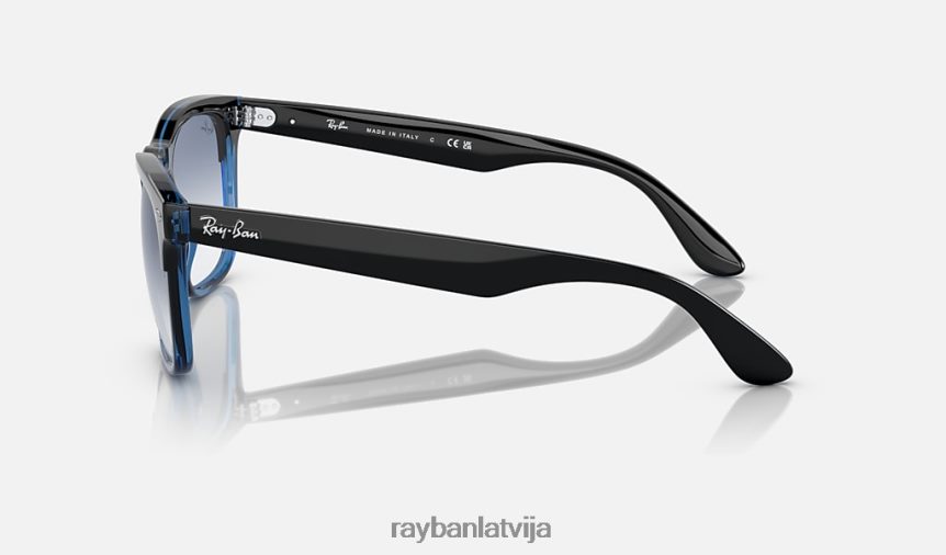 Stīvs pulēta melna uz zila/zila F0L86X338 vīriešiem Ray-Ban saulesbrilles