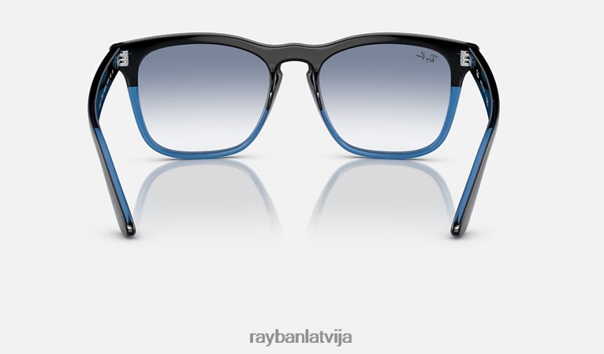 Stīvs pulēta melna uz zila/zila F0L86X338 vīriešiem Ray-Ban saulesbrilles