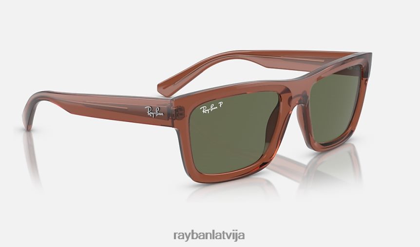 Vorena bioloģiskās bāzes pulēta caurspīdīga brūna/tumši zaļa F0L86X163 vīriešiem Ray-Ban saulesbrilles