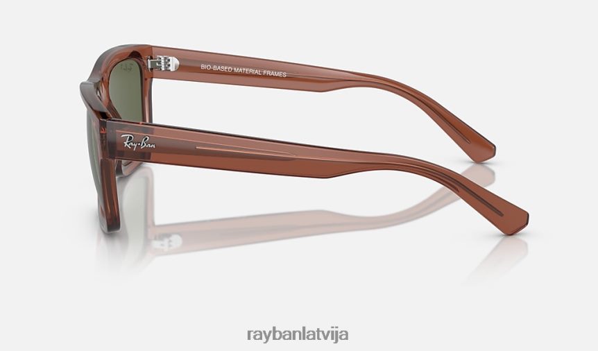 Vorena bioloģiskās bāzes pulēta caurspīdīga brūna/tumši zaļa F0L86X163 vīriešiem Ray-Ban saulesbrilles
