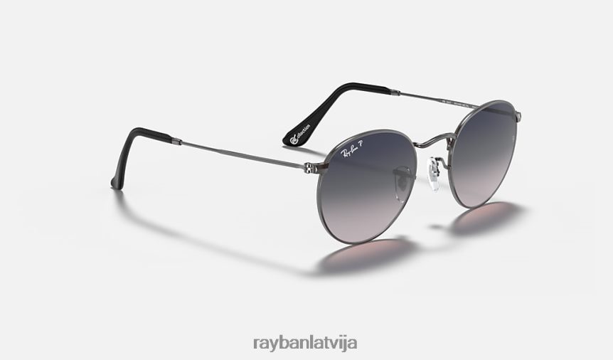 apaļa metāla kolekcija pulēts gunmetāls/zils/pelēks F0L86X614 vīriešiem Ray-Ban saulesbrilles