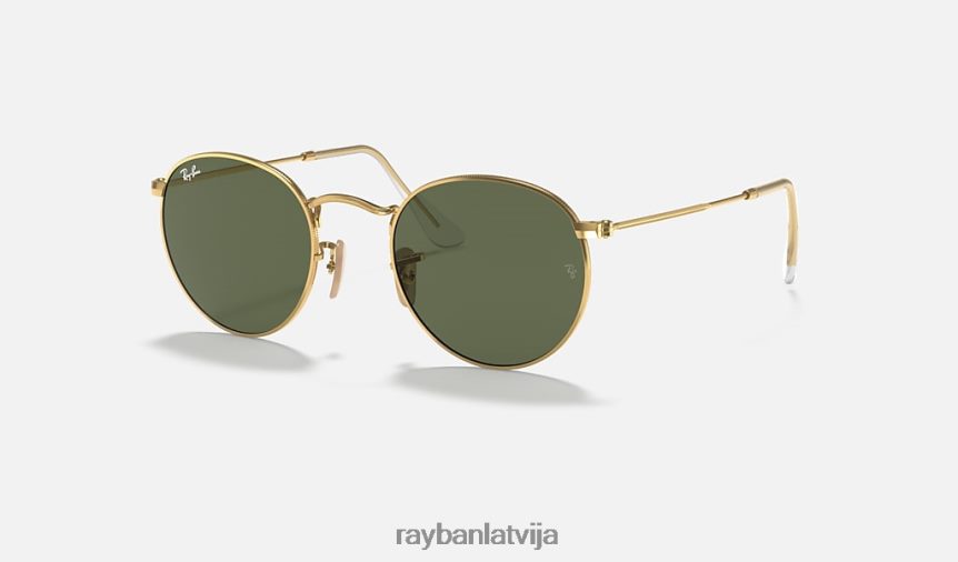 apaļas plakanas lēcas pulēts zelts/zaļš F0L86X636 vīriešiem Ray-Ban saulesbrilles