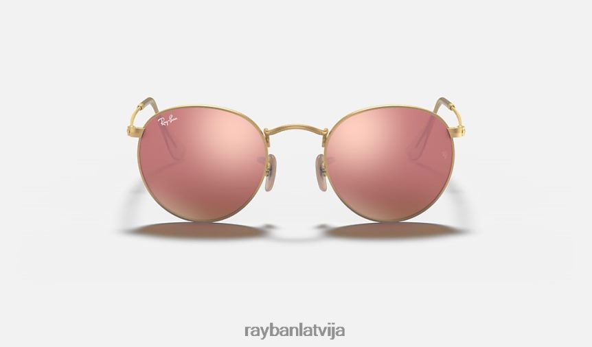 apaļas zibspuldzes lēcas matēts zelts/varš F0L86X1525 vīriešiem Ray-Ban saulesbrilles