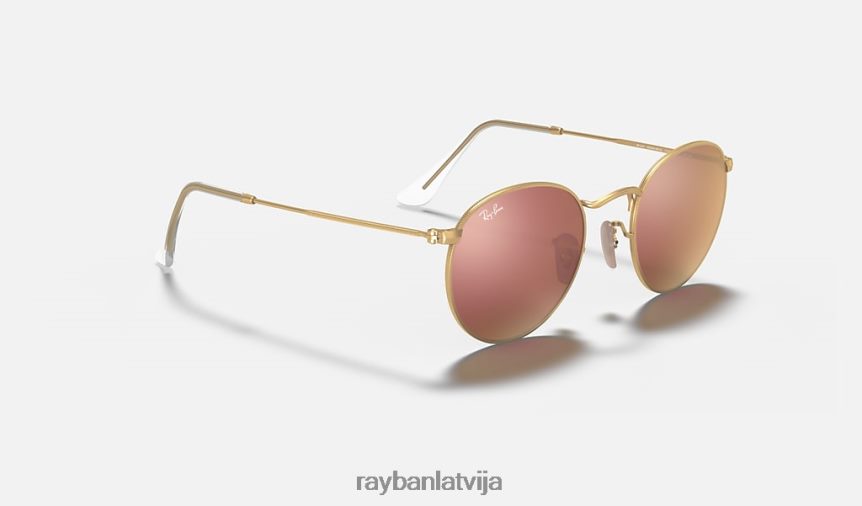 apaļas zibspuldzes lēcas matēts zelts/varš F0L86X1525 vīriešiem Ray-Ban saulesbrilles