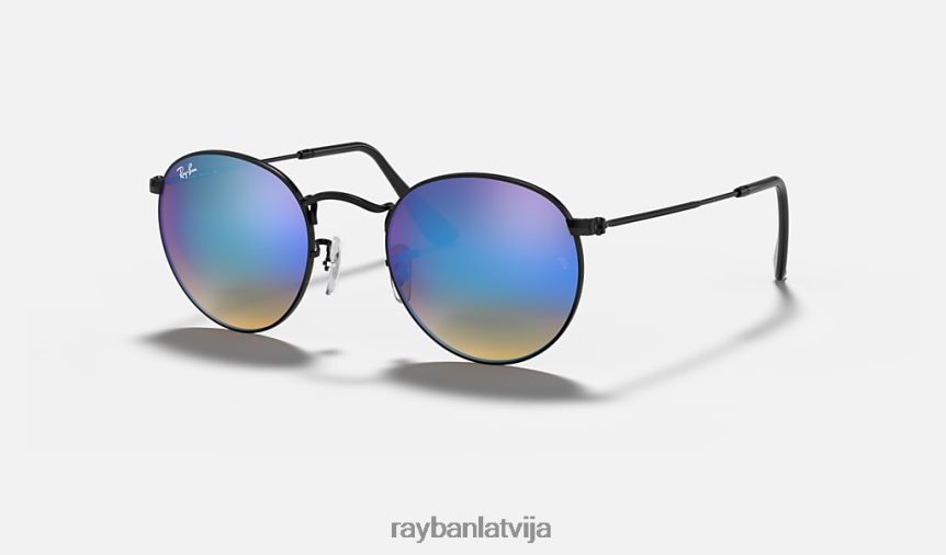 apaļas zibspuldzes objektīvu gradients pulēts melns/zils F0L86X1012 vīriešiem Ray-Ban saulesbrilles