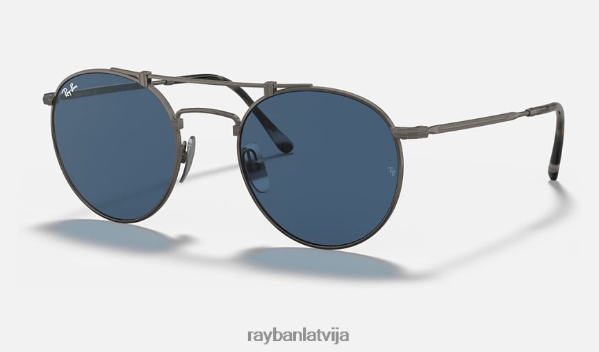 apaļš dubultā tilta titāns matēts pelēks/zils F0L86X946 vīriešiem Ray-Ban saulesbrilles
