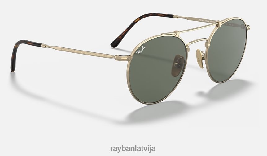 apaļš dubultā tilta titāns matēts zelts/zaļš F0L86X944 vīriešiem Ray-Ban saulesbrilles