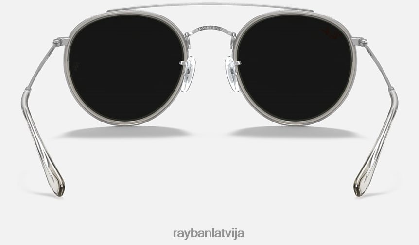 apaļš dubultais tilts pulēts sudrabs/tumši pelēks F0L86X1056 vīriešiem Ray-Ban saulesbrilles