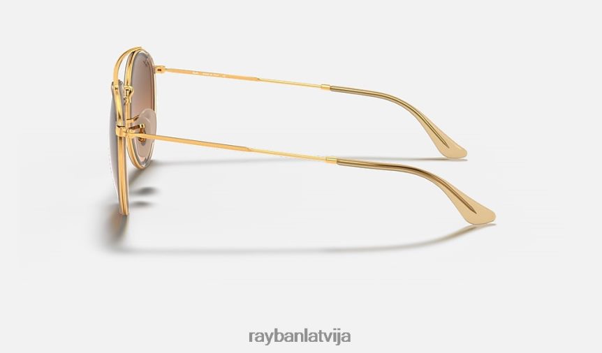 apaļš dubultais tilts pulēts zelts/brūns F0L86X281 vīriešiem Ray-Ban saulesbrilles