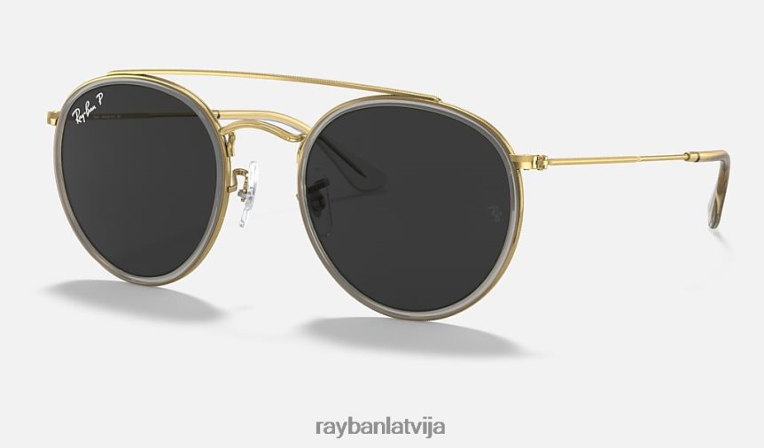 apaļš dubultais tilts pulēts zelts/melns F0L86X276 vīriešiem Ray-Ban saulesbrilles