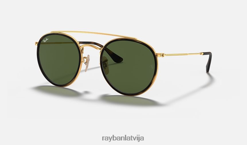 apaļš dubultais tilts pulēts zelts/zaļš F0L86X283 vīriešiem Ray-Ban saulesbrilles