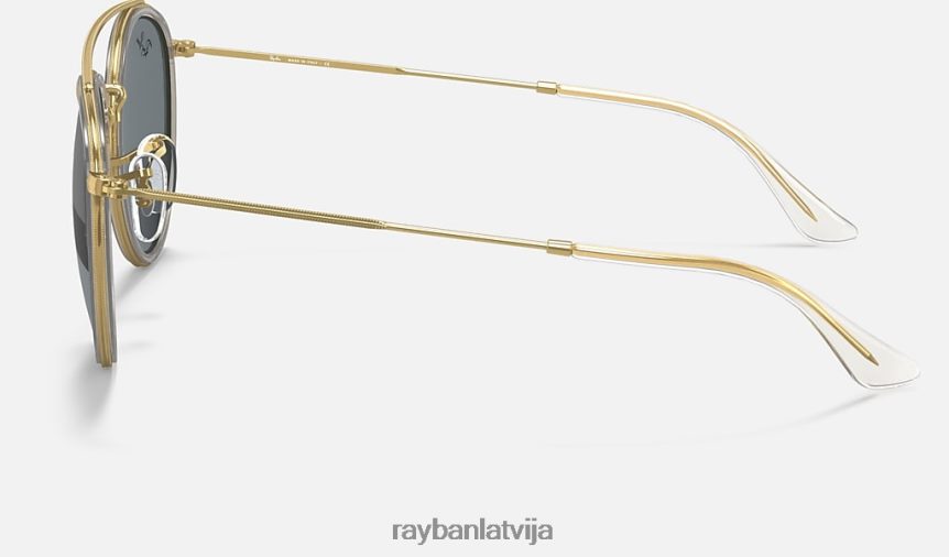 apaļš dubultais tilts pulēts zelts/zils/pelēks F0L86X1057 vīriešiem Ray-Ban saulesbrilles