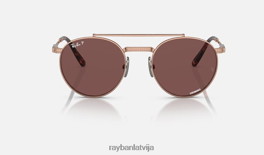 apaļš ii titāns pulēta rozā zelta/tumši violeta F0L86X1460 vīriešiem Ray-Ban saulesbrilles