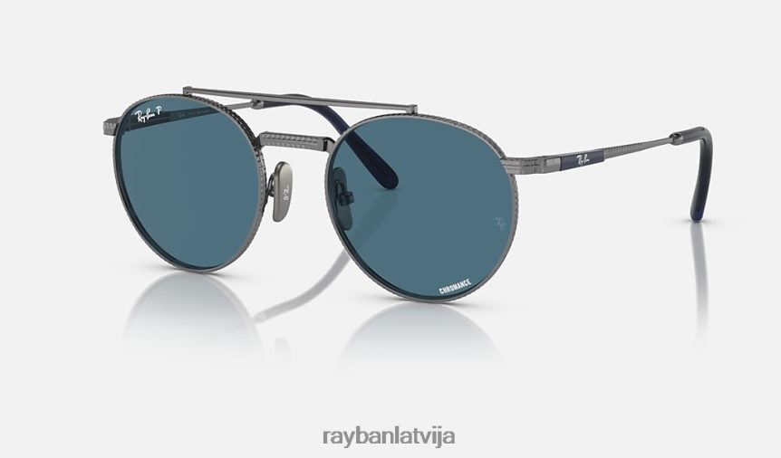 apaļš ii titāns pulēts gunmetāls/zils F0L86X1462 vīriešiem Ray-Ban saulesbrilles