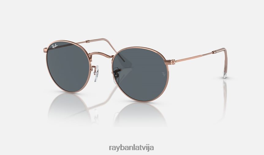 apaļš metāls pulēts rozā zelts/zils F0L86X395 vīriešiem Ray-Ban saulesbrilles