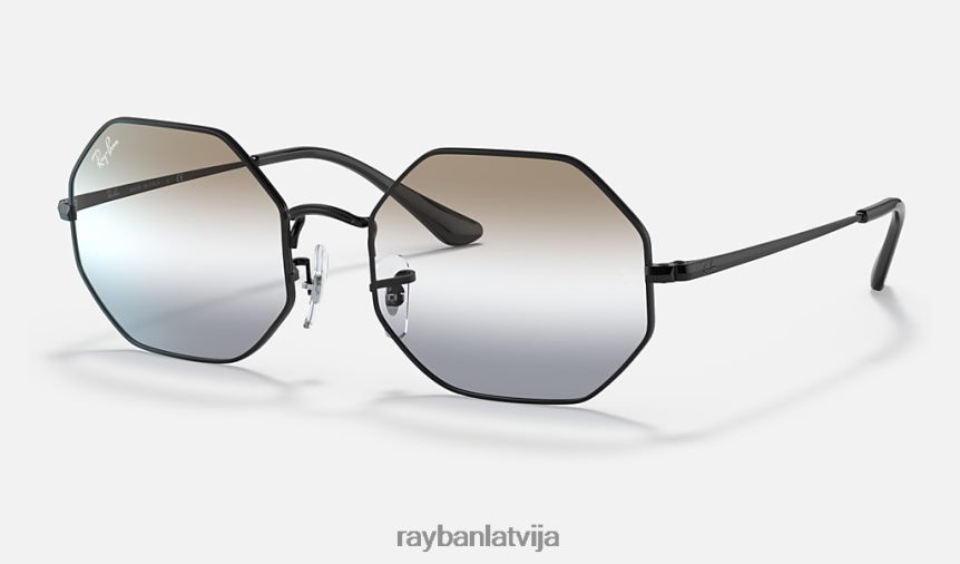 astoņstūra 1972. gada divgradients pulēta melna/dzidri brūna/pelēka F0L86X1117 vīriešiem Ray-Ban saulesbrilles
