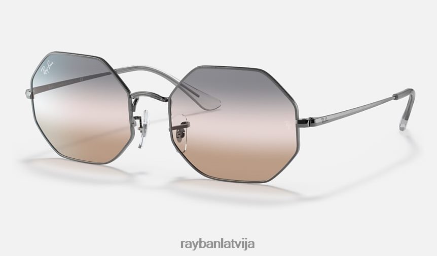 astoņstūra 1972. gada divgradients pulēts gunmetāls/rozā/pelēks F0L86X1118 vīriešiem Ray-Ban saulesbrilles