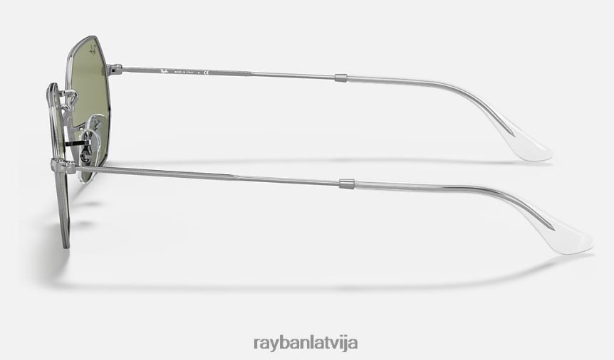 astoņstūrains pulēta sudraba/gaiši zaļa F0L86X1179 vīriešiem Ray-Ban saulesbrilles